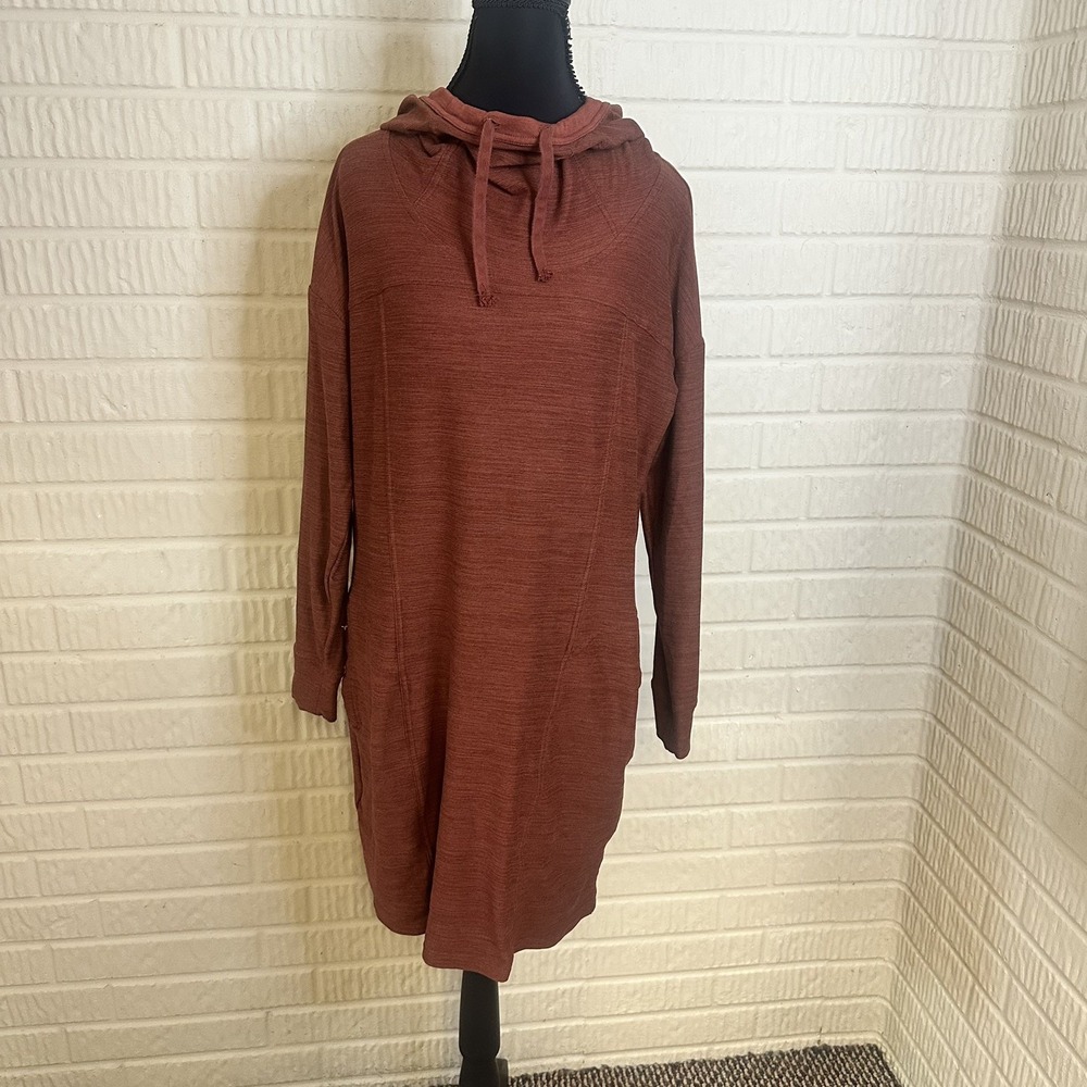 Toad & Co Womens Follow Through Hooded Dress in Manzanita Sz L Casual Lounge